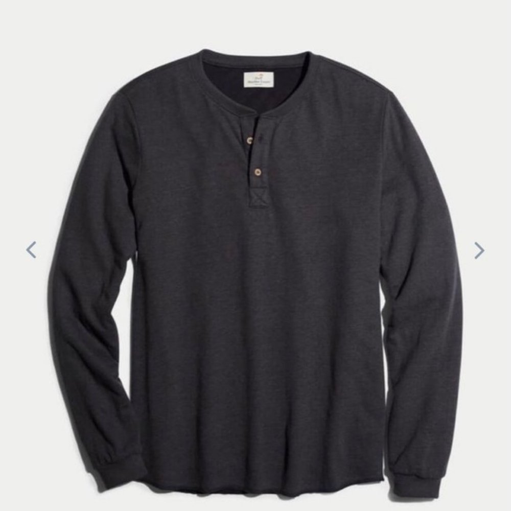 NWT MARINE LAYER LONG SLEEVE DK HENLEY FADED BLACK T-SHIRT SZ LARGE L